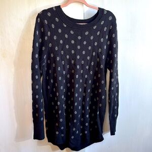 Loft Plus Size 16/18 Silver Polka Dot Sweater
